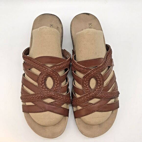 Kim Rogers Trixey Wedge Sandals Women's 8M Ultra Comfort Tech Slip On Gold Shoes - Picture 5 of 9